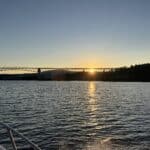 Puente del AVE en Catoira al amanecer, sobre el Río Ulla